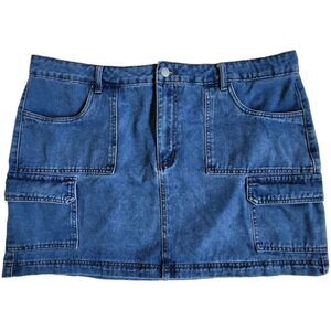 Shein Curve blue cargo jean skirt sz 3XL